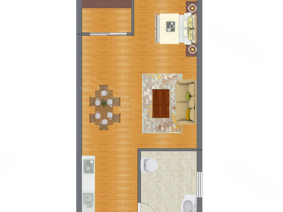 1室2厅 53.81平米户型图