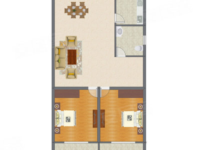 2室2厅 112.64平米户型图