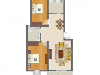 2室2厅 86.60平米户型图