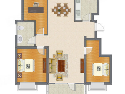 3室2厅 104.00平米