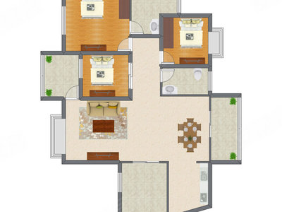 3室2厅 115.38平米