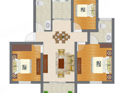3室2厅 62.95平米