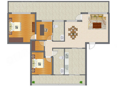 2室2厅 135.93平米户型图