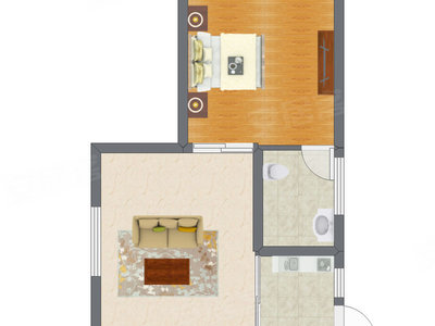 1室2厅 39.64平米