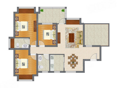 3室2厅 99.61平米