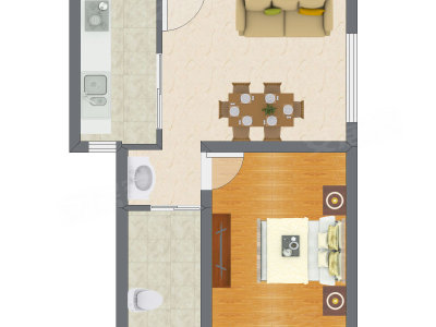 1室2厅 55.75平米