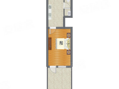 1室0厅 36.91平米户型图