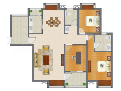 3室2厅 124.22平米