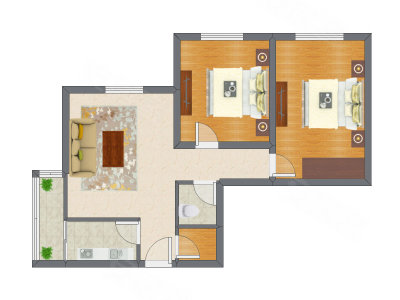2室1厅 86.43平米户型图