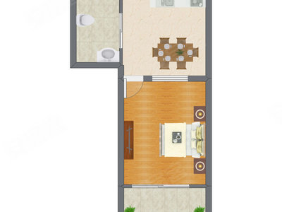 1室1厅 39.14平米