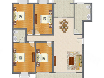 4室2厅 191.56平米户型图