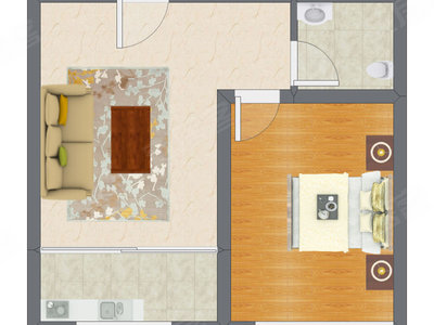 1室1厅 52.48平米
