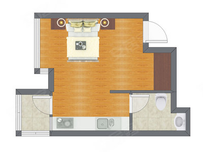 1室0厅 28.40平米户型图