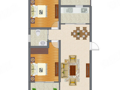 2室2厅 97.66平米户型图