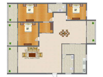 3室2厅 134.78平米户型图