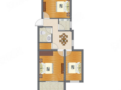 3室1厅 75.55平米