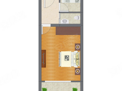 1室0厅 27.12平米户型图