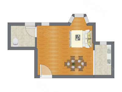 1室0厅 45.37平米户型图