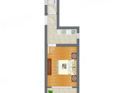 1室0厅 34.48平米户型图