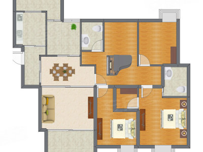 2室2厅 137.00平米