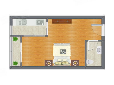 1室0厅 44.62平米户型图