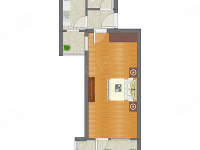1室0厅 46.73平米户型图