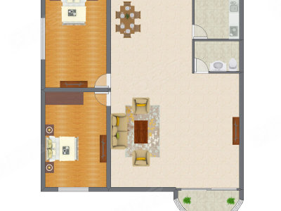 2室2厅 136.55平米户型图
