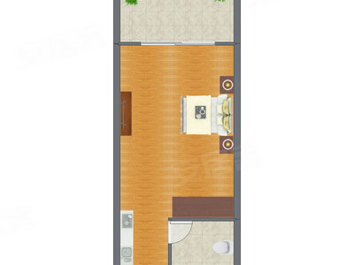 1室1厅 40.66平米户型图