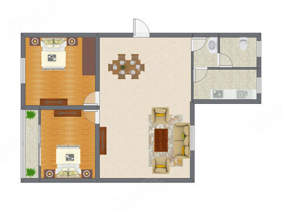 2室2厅 96.00平米户型图