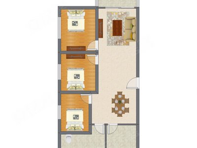 3室2厅 84.25平米