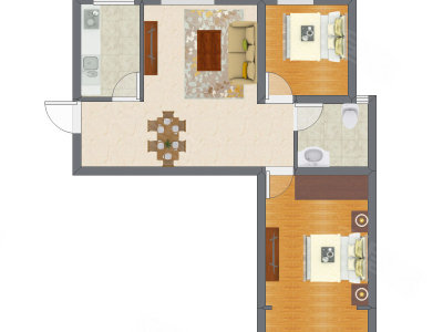 2室2厅 70.47平米户型图