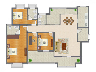 4室2厅 238.00平米户型图