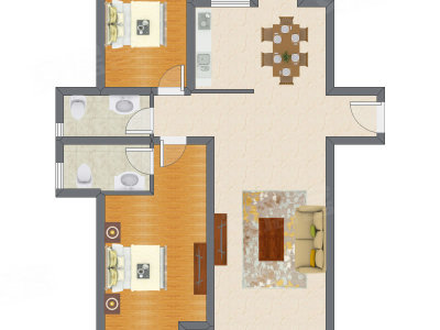 2室2厅 107.08平米户型图
