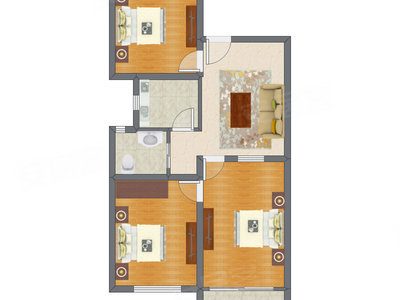 3室1厅 96.50平米户型图