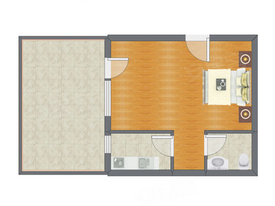 1室0厅 61.89平米户型图