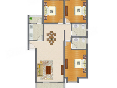 3室2厅 126.55平米
