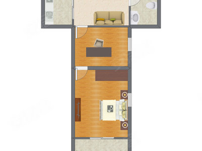 1室1厅 47.00平米户型图