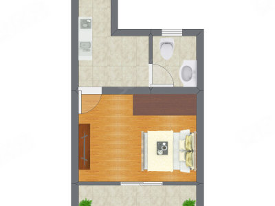 1室0厅 37.50平米户型图