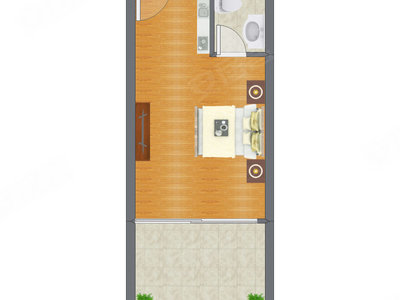 1室1厅 47.63平米户型图