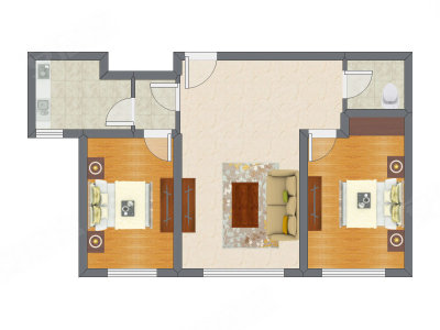 2室1厅 89.18平米户型图