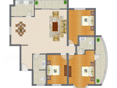 3室2厅 179.19平米户型图