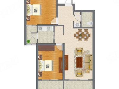 2室2厅 112.52平米户型图