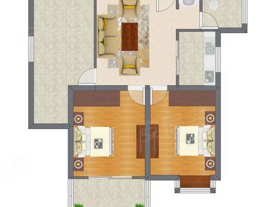 2室1厅 85.65平米户型图