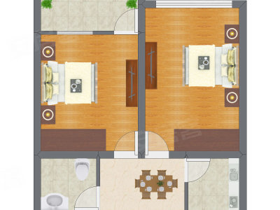 2室1厅 72.14平米