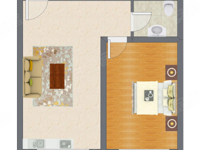 1室1厅 55.60平米