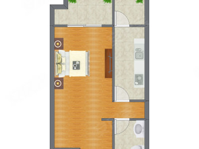 1室0厅 53.30平米户型图