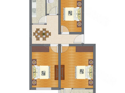 3室1厅 83.80平米