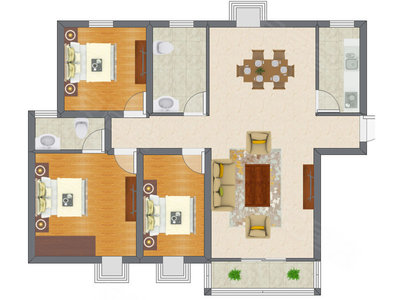 3室2厅 84.80平米
