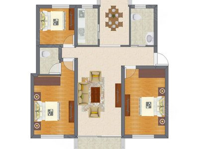 3室2厅 117.17平米