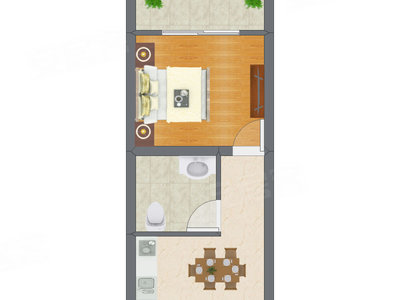 1室1厅 24.61平米户型图